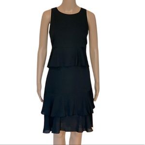 Black Ann Taylor Tiered Ruffle Dress Womens Size 10